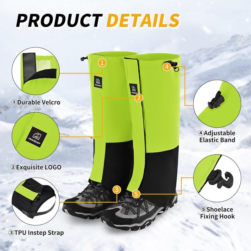HIGH EXPERIENCE Store Leg Gaiters 100% Waterproof Adjustable Shoe Snow Boot Guard Gators for Hiking Shoe Cover Hunting Snowshoeing Climbing Walking for Women Men - Image 4